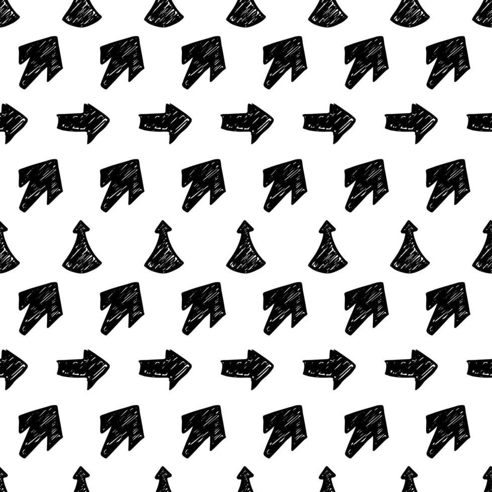 Seamless pattern with black hand drawn arrows vector