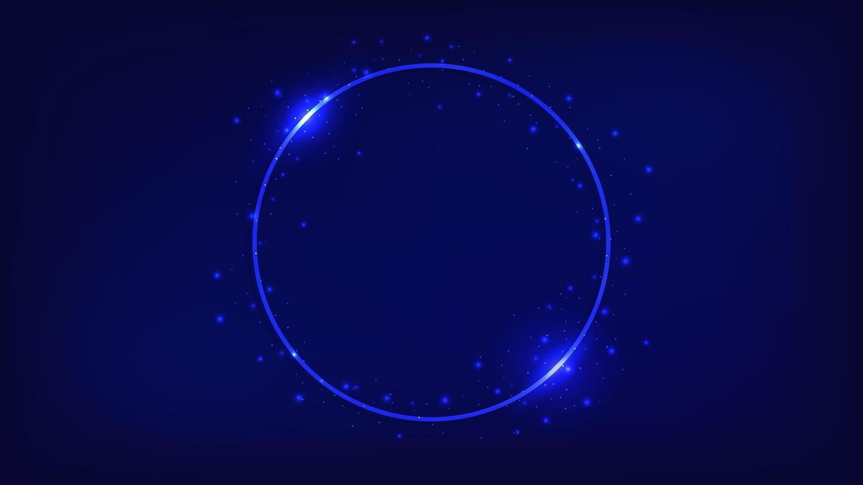 Neon round frame with shining effects vector