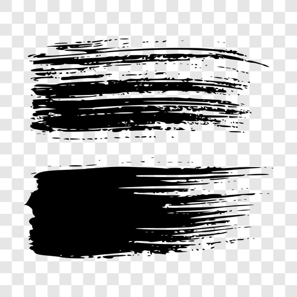 Black brush stroke. Set of two hand drawn ink spots isolated on background. Vector illustration