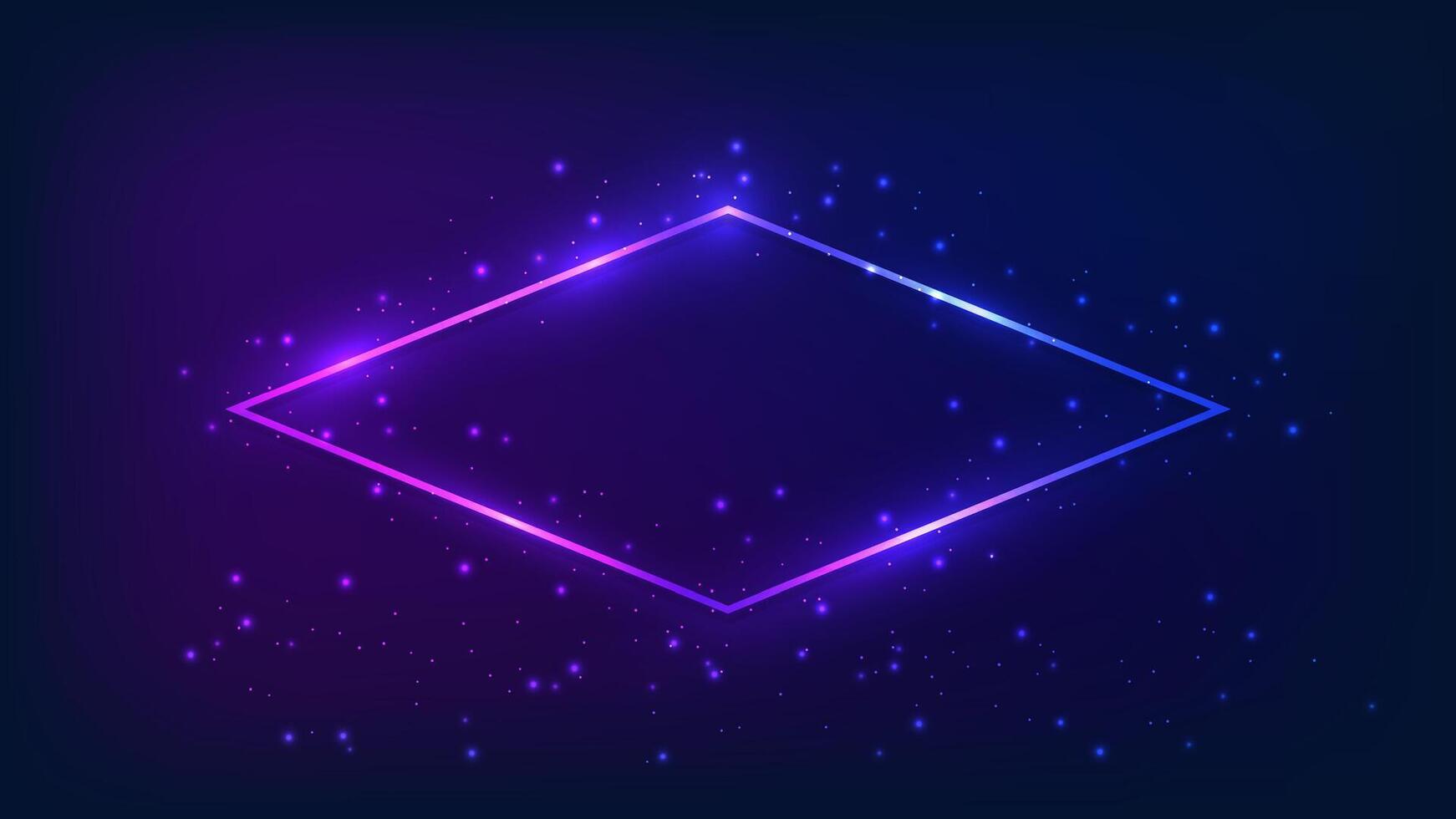Neon rhombus frame with shining effects vector