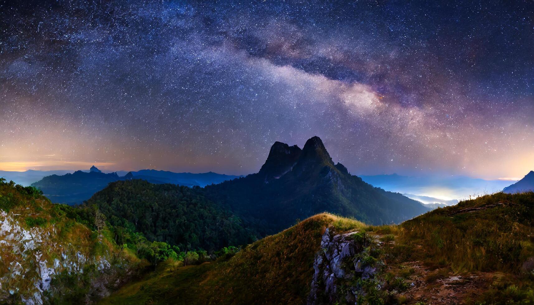 AI generated Starry night nature landscape photo