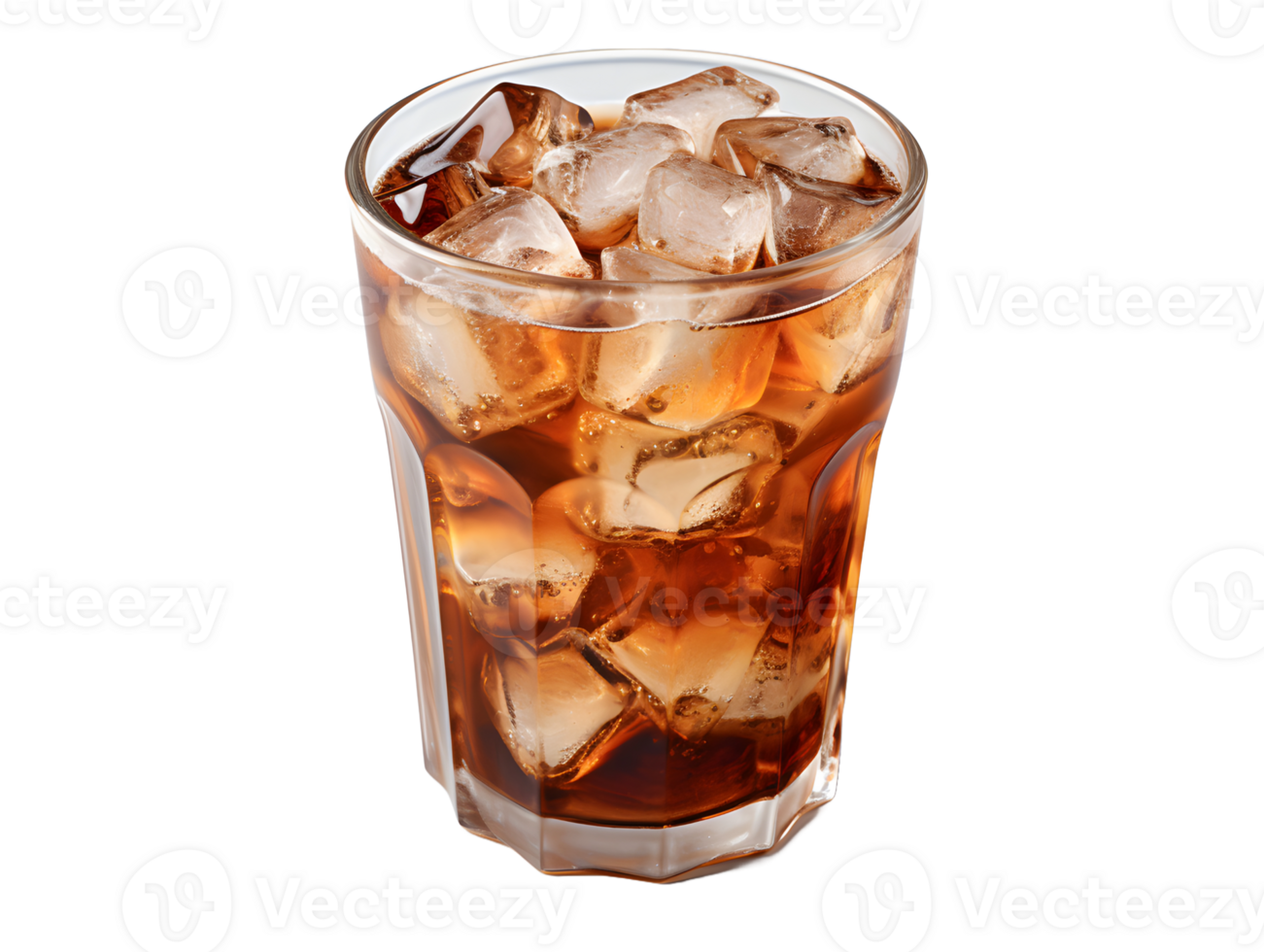AI generated Iced Coffee with Ice Cubes on Top Isolated on Transparent Background. Refreshing Drink with Clean Background. Generative Ai png