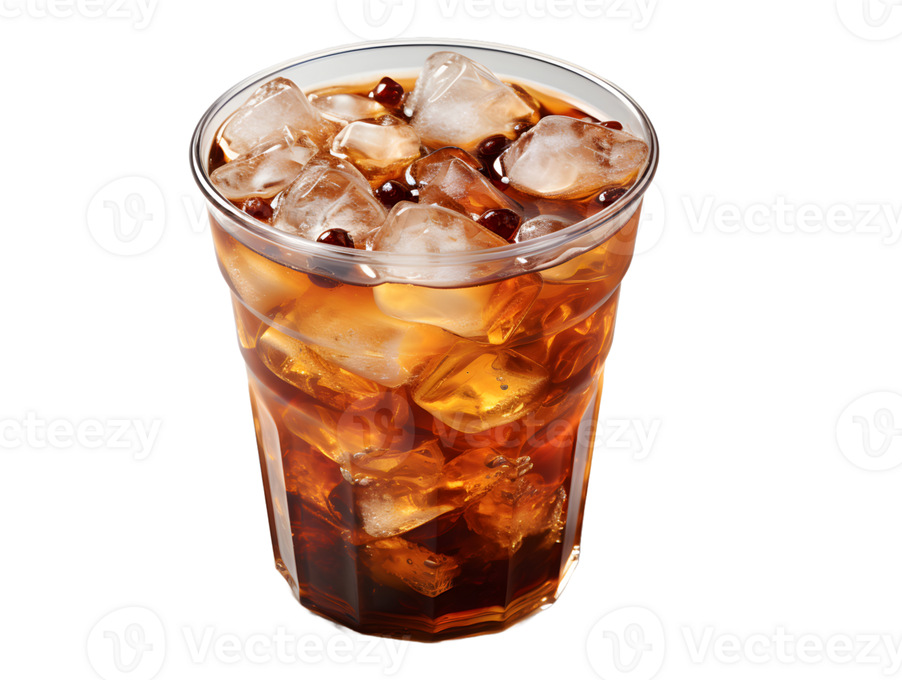 AI generated Iced Coffee with Ice Cubes on Top Isolated on Transparent Background. Refreshing Drink with Clean Background. Generative Ai png