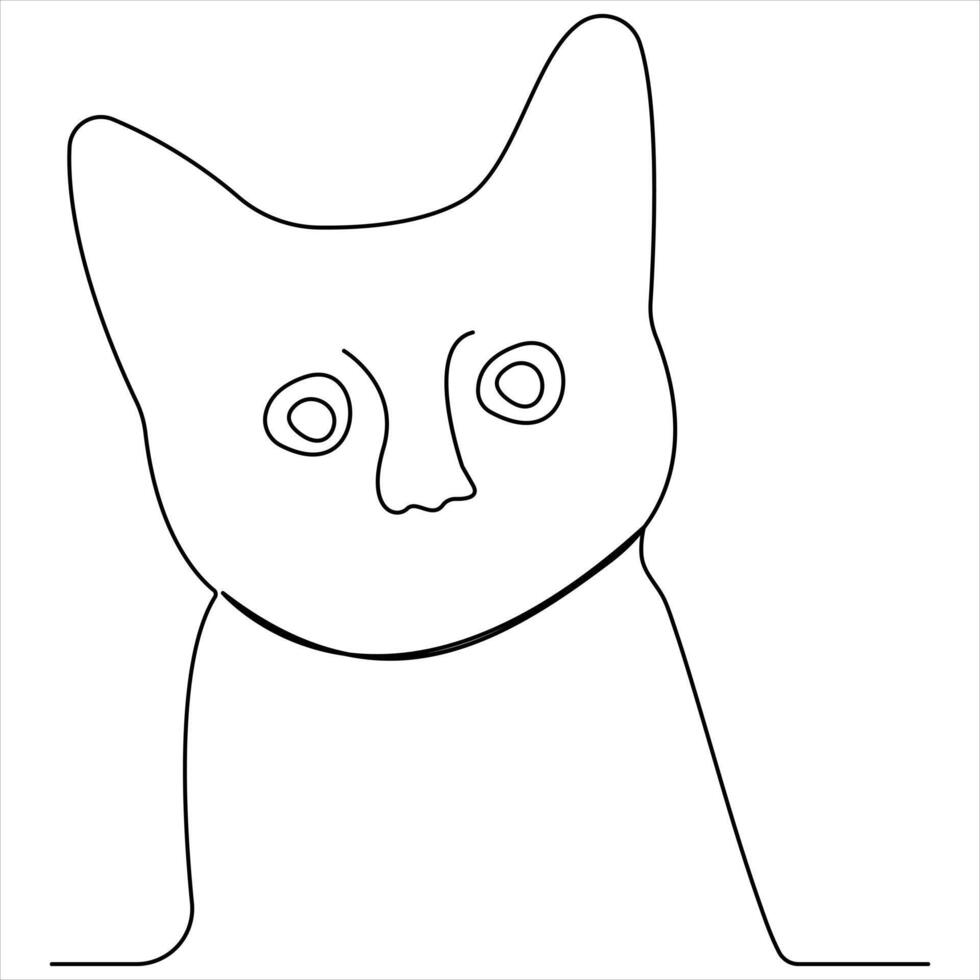 Continuous single line drawing of a cute cat pet animal  vector art drawing