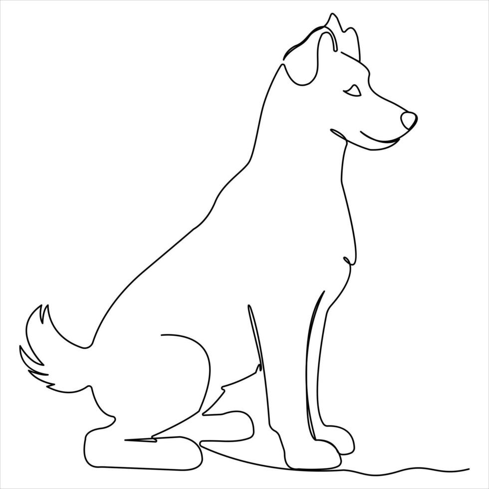 Continuous single line art drawing style of dog and single line dog drawing vector illustration