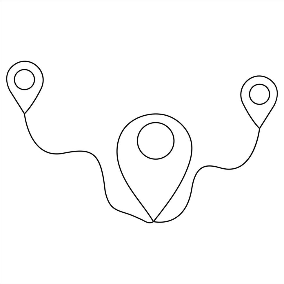 Continuous single line art drawing of route location concept pointers travel vector illustration
