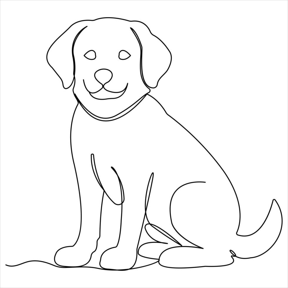 Continuous single line art drawing style of dog and single line dog drawing vector illustration