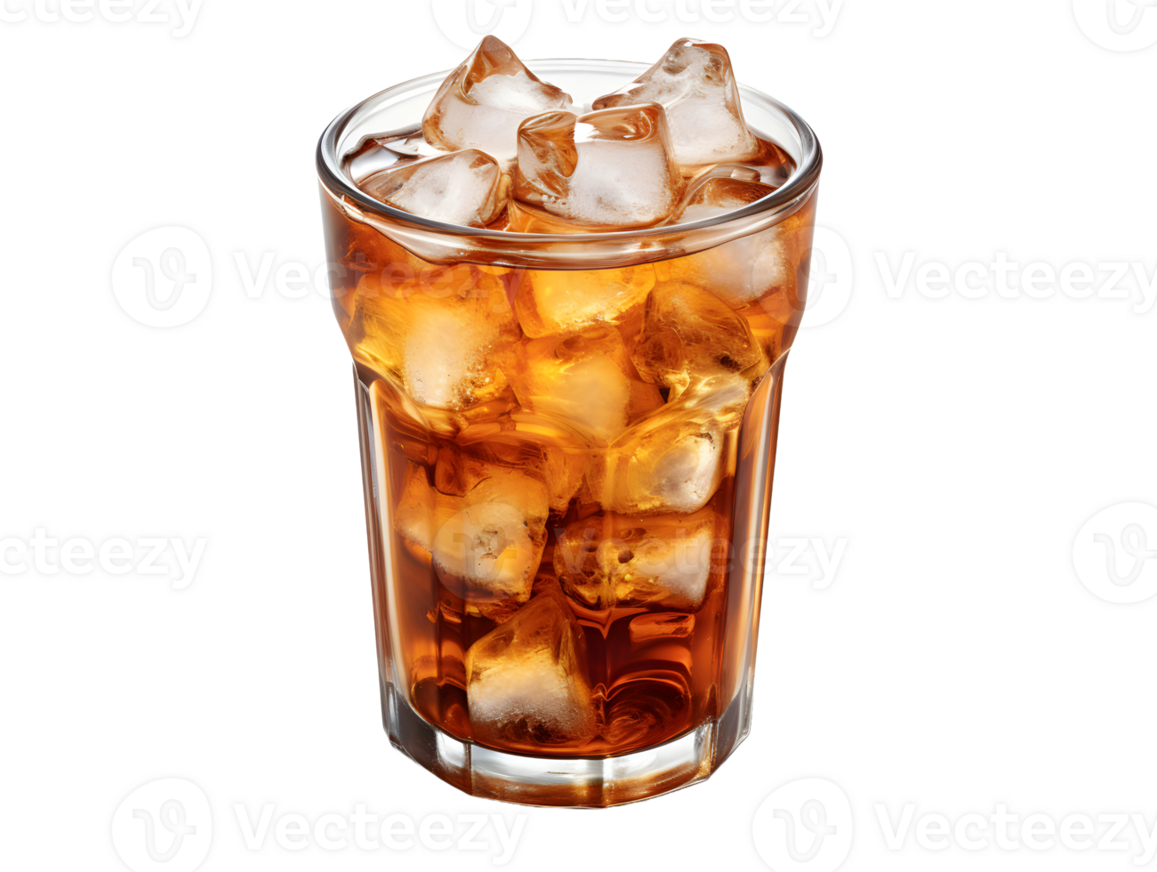 AI generated Iced Coffee with Ice Cubes on Top Isolated on Transparent Background. Refreshing Drink with Clean Background. Generative Ai png