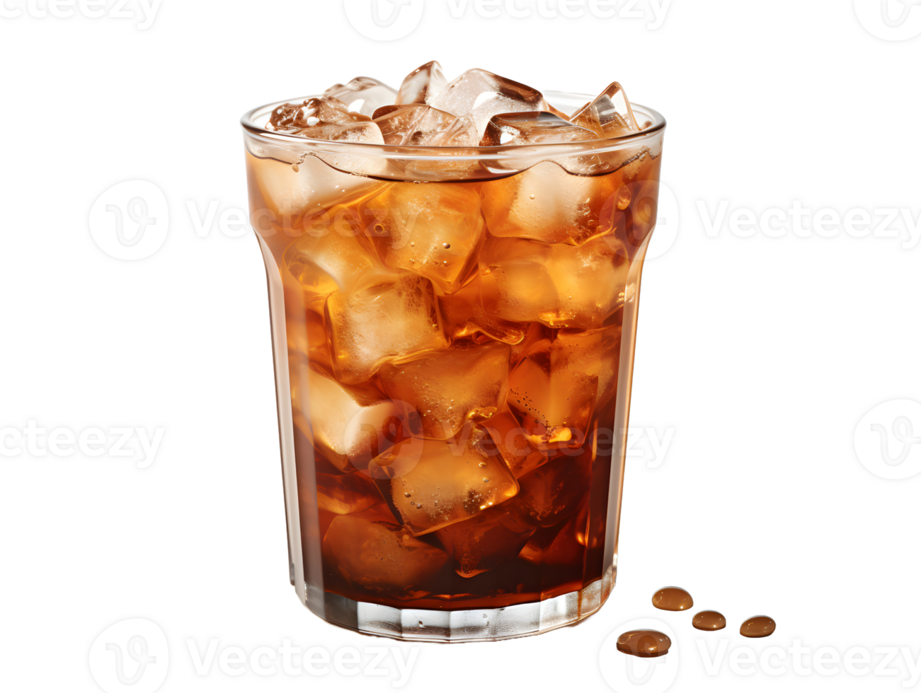 AI generated Iced Coffee with Ice Cubes on Top Isolated on Transparent Background. Refreshing Drink with Clean Background. Generative Ai png