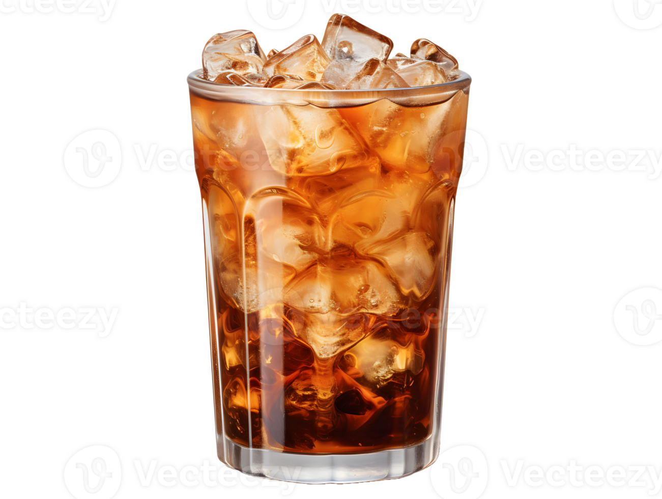 AI generated Iced Coffee with Ice Cubes on Top Isolated on Transparent Background. Refreshing Drink with Clean Background. Generative Ai png