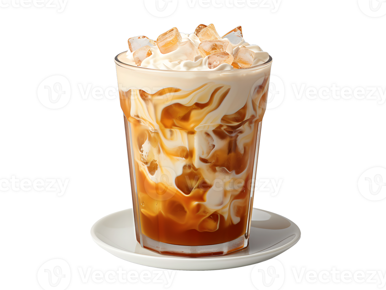 AI generated Iced Coffee with Ice Cubes on Top Isolated on Transparent Background. Refreshing Drink with Clean Background. Generative Ai png