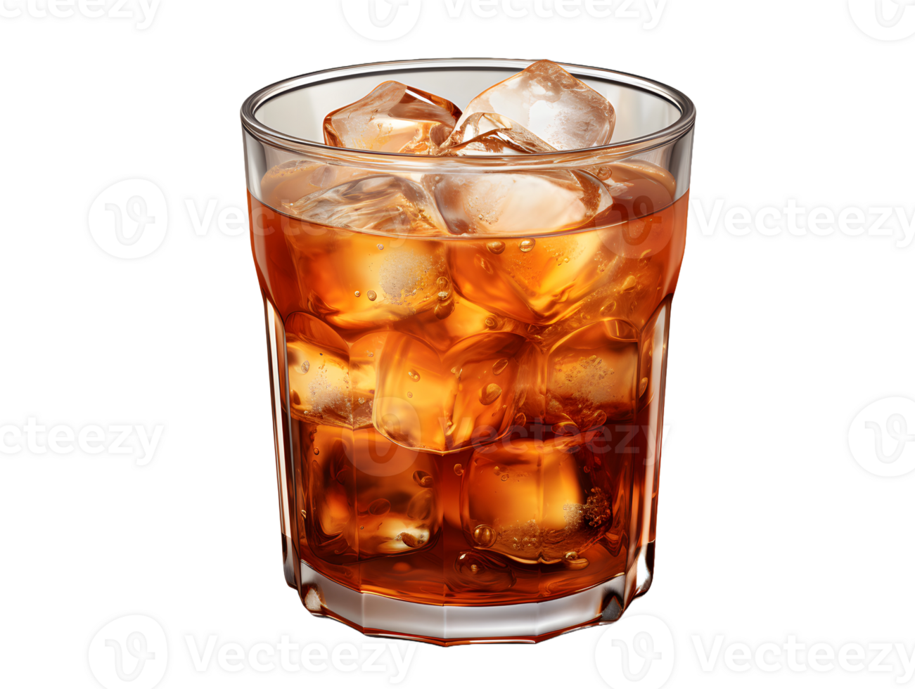 AI generated Iced Coffee with Ice Cubes on Top Isolated on Transparent Background. Refreshing Drink with Clean Background. Generative Ai png
