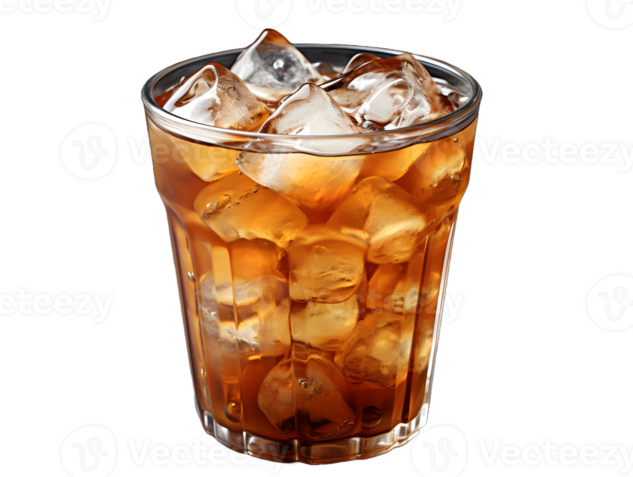 AI generated Iced Coffee with Ice Cubes on Top Isolated on Transparent Background. Refreshing Drink with Clean Background. Generative Ai png
