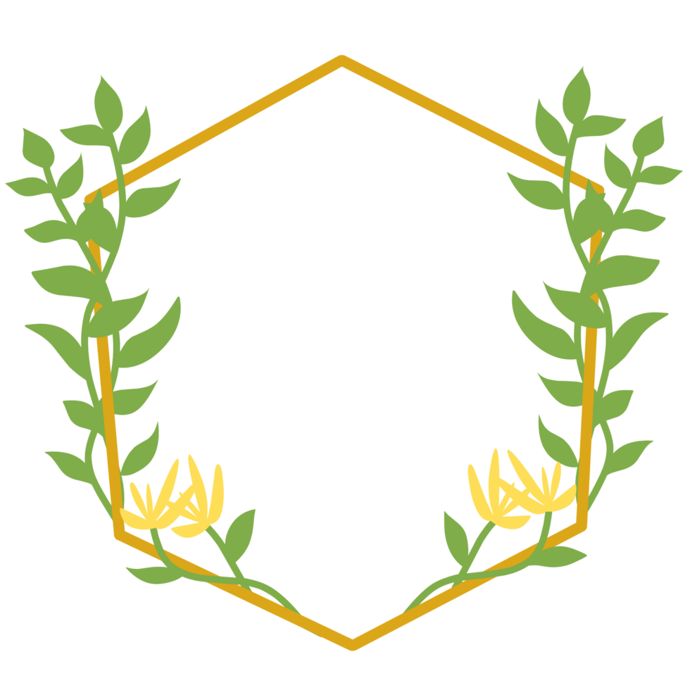 Botanical golden frame png
