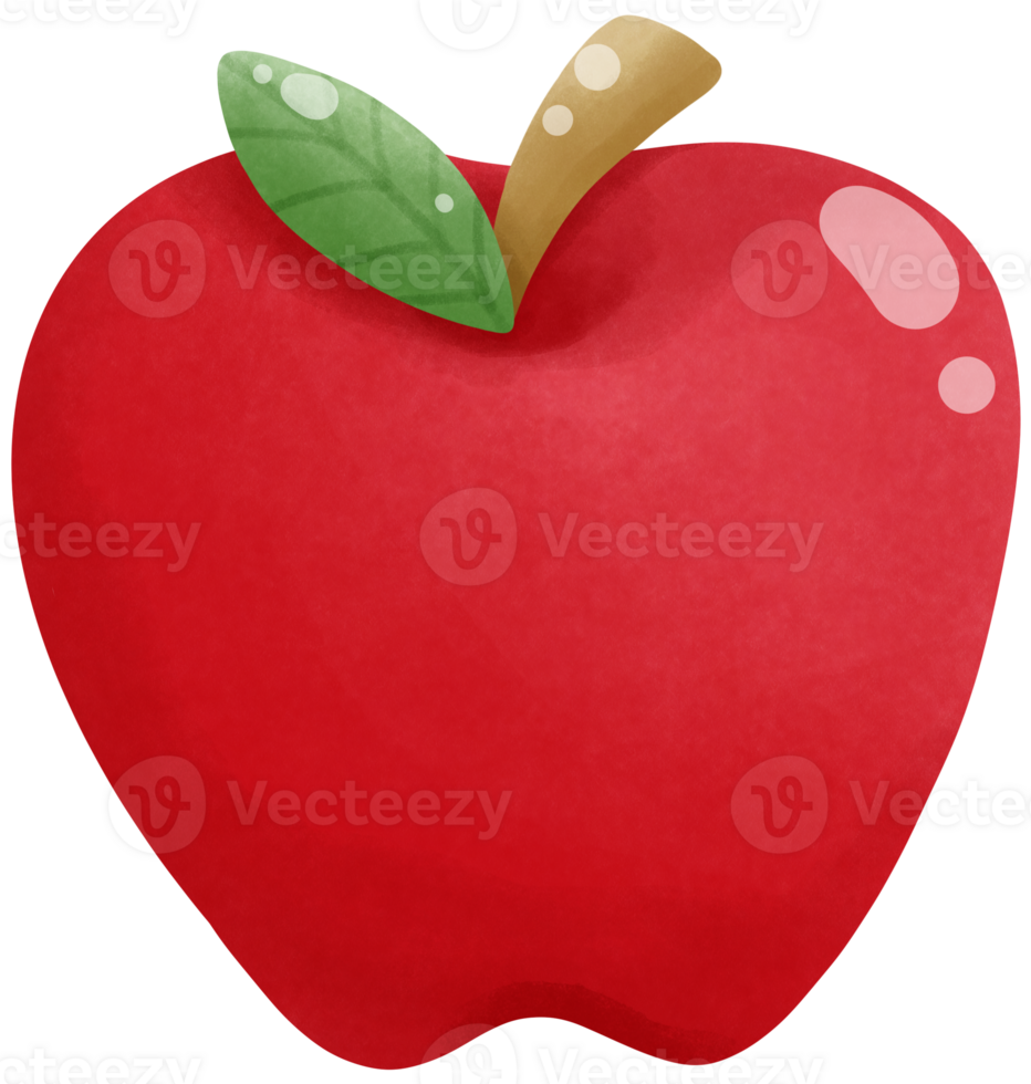 Red apple with leaf png