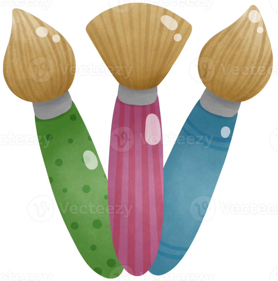 Illustration of a set of three paint brushes png