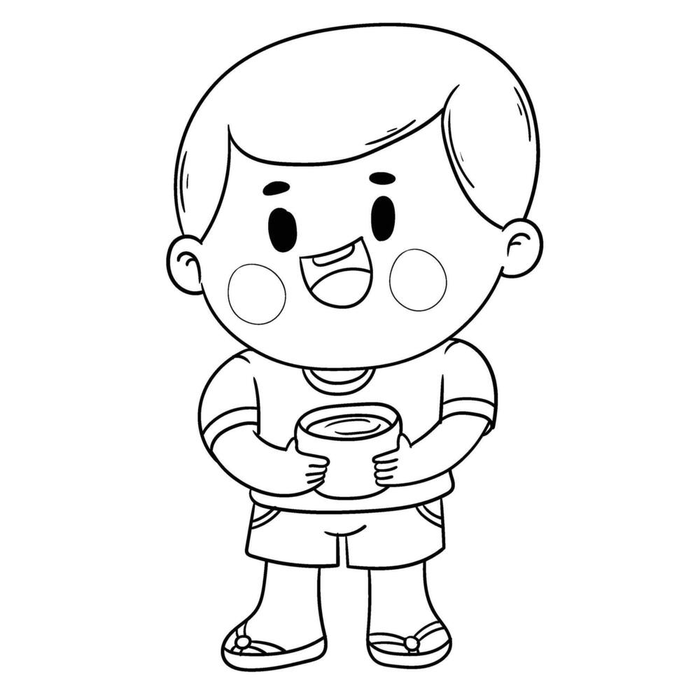 Thai kid in native costume Playing with water on Songkran day vector