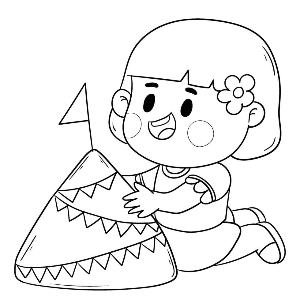 Thai kid in native costume Playing with water on Songkran day vector