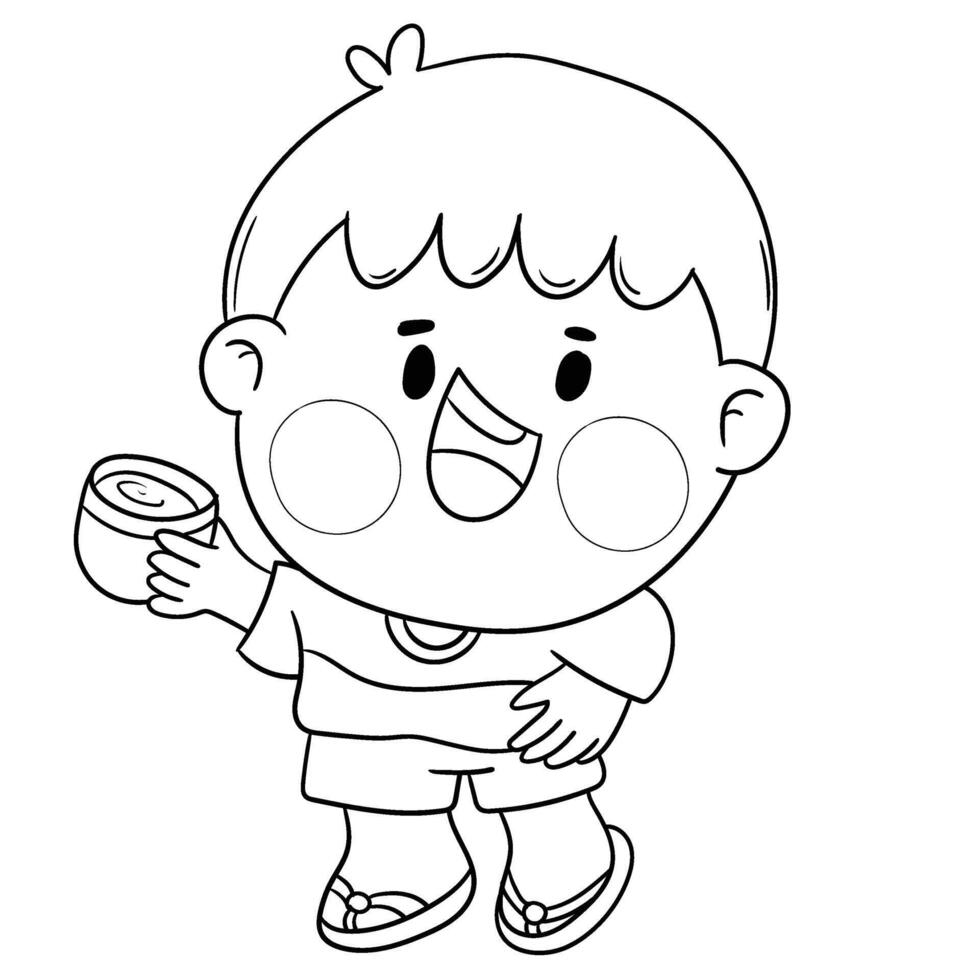 Thai kid in native costume Playing with water on Songkran day vector