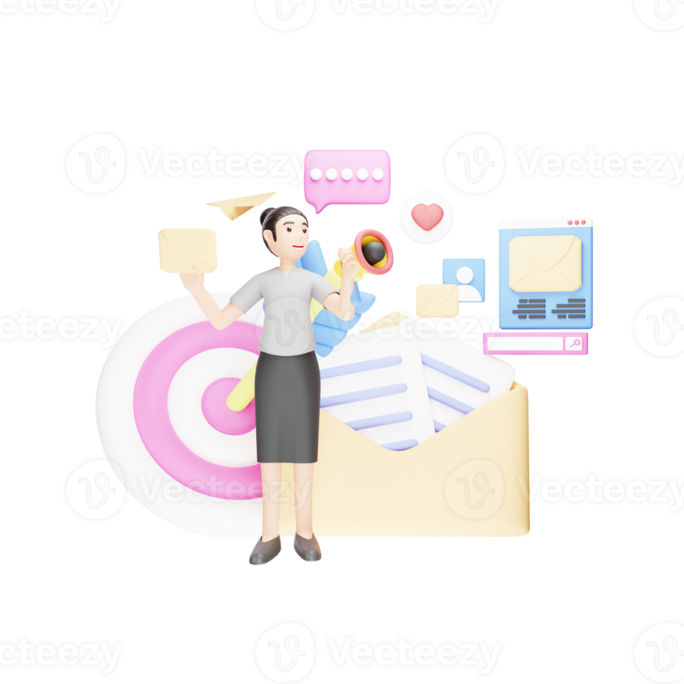 Email Advertisement - 3D Character Illustration for Marketing png