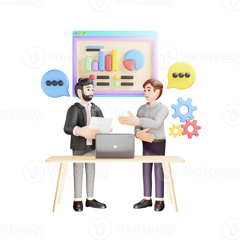 Team doing Web Analysis - 3D Character png