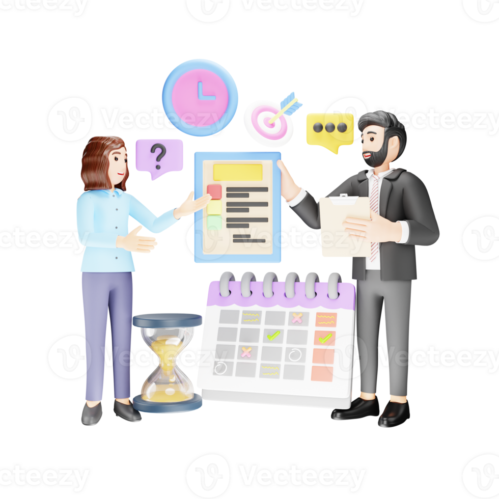 werk plan - 3d karakter illustratie voor bedrijf planning png