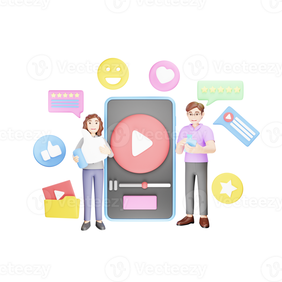 Video Feedback for Content Creator - 3D Character Illustration png