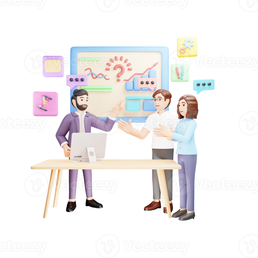 Business Team Analytics - 3D Character Illustration png