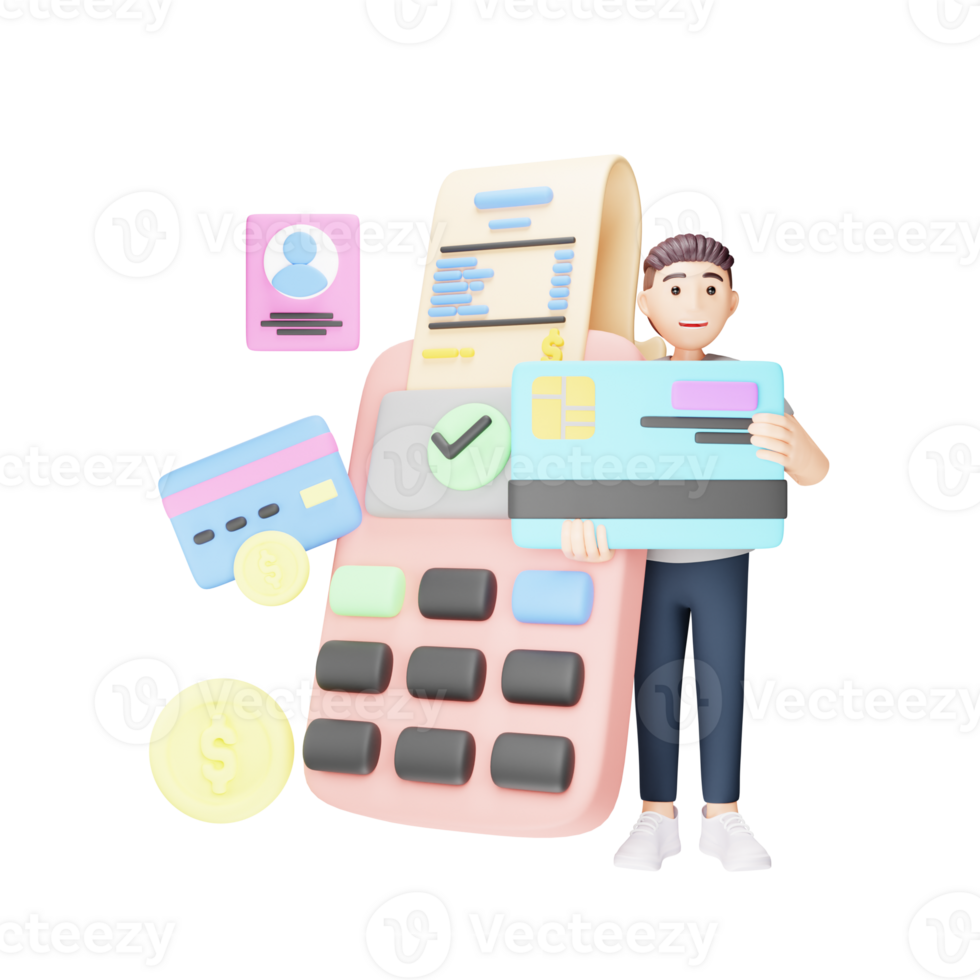 3D Illustration of Character with Payment Processed png