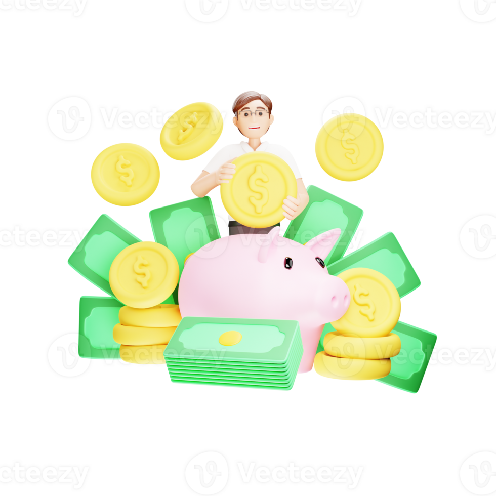 Saving Money 3D Character Illustration png