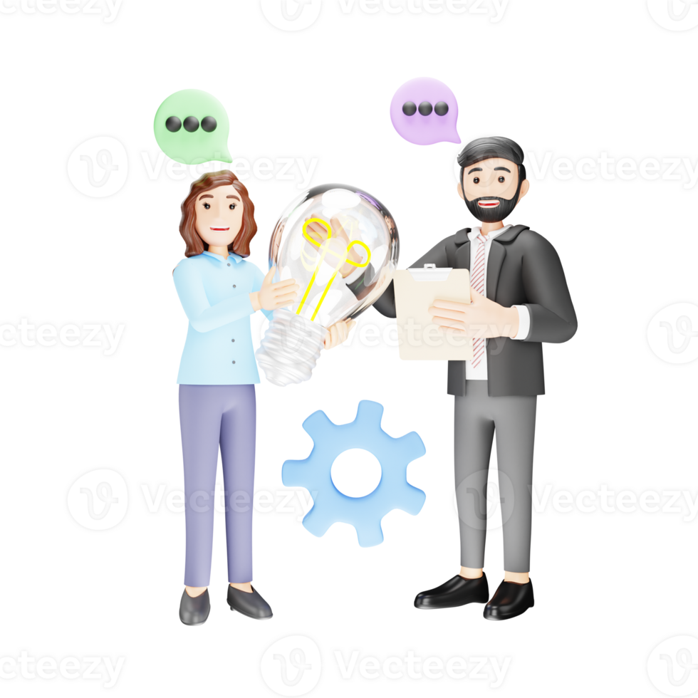 Idea Sharing in Business - 3D Character Illustration png