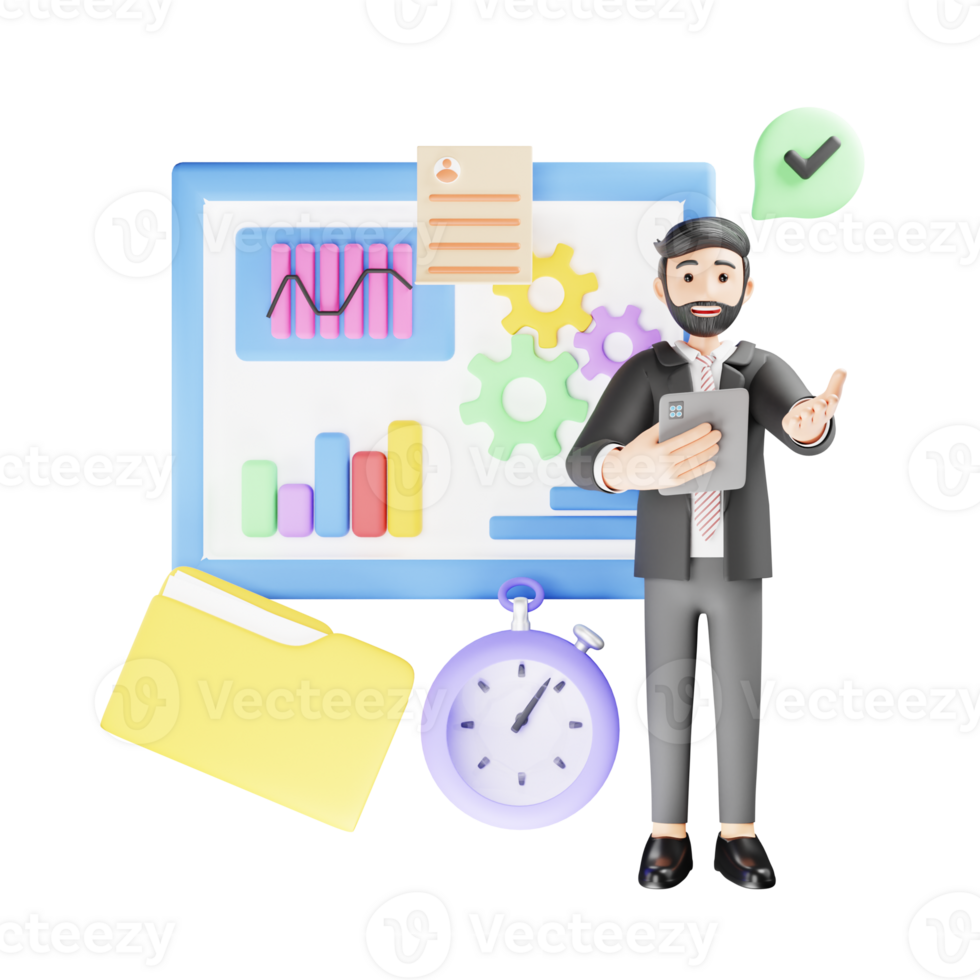 Project Management in Business - 3D Character Illustration png