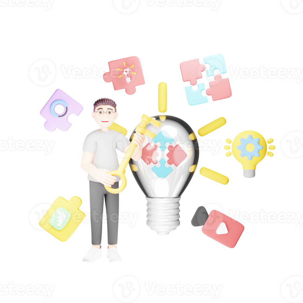 Business Solution 3D Character Illustration png