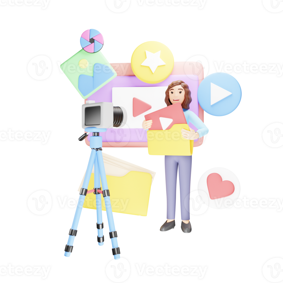 Video Content - 3D Character Illustration for Digital Media png