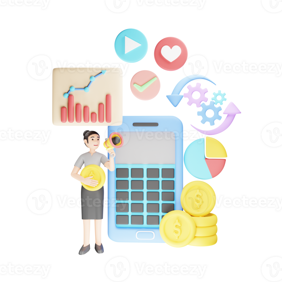 Financial Management - 3D Character Illustration for Business Finance png