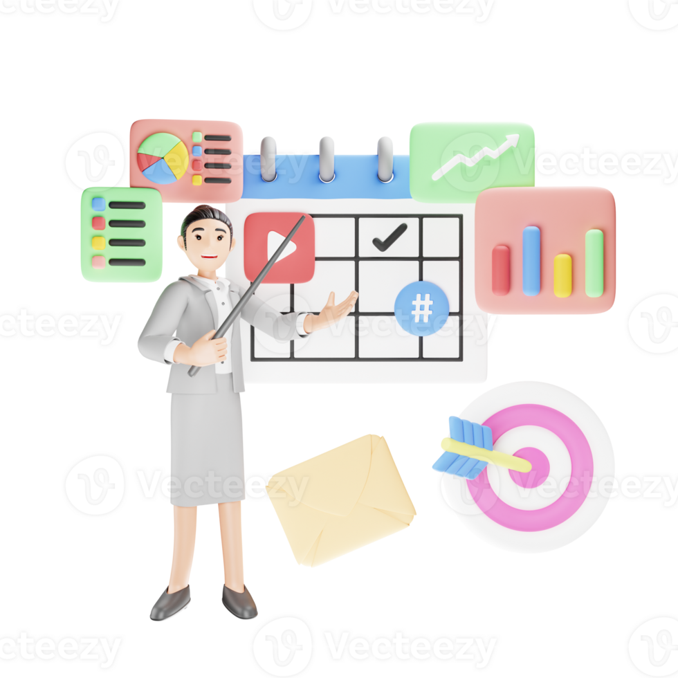 márketing plan - 3d personaje ilustración png