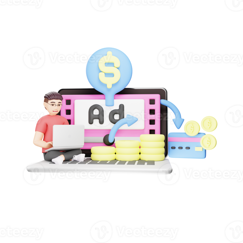 3D Character Illustration of Ad Revenue png