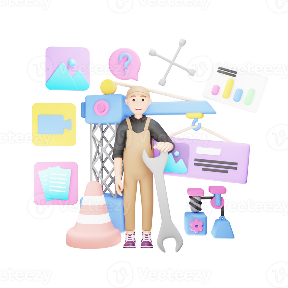 Website Under Construction - 3D Character Illustration png