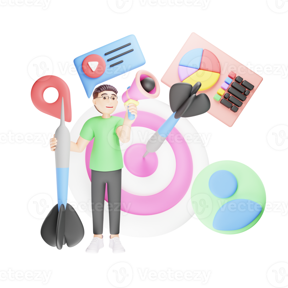 Target Marketing - 3D Character Illustration for Business png