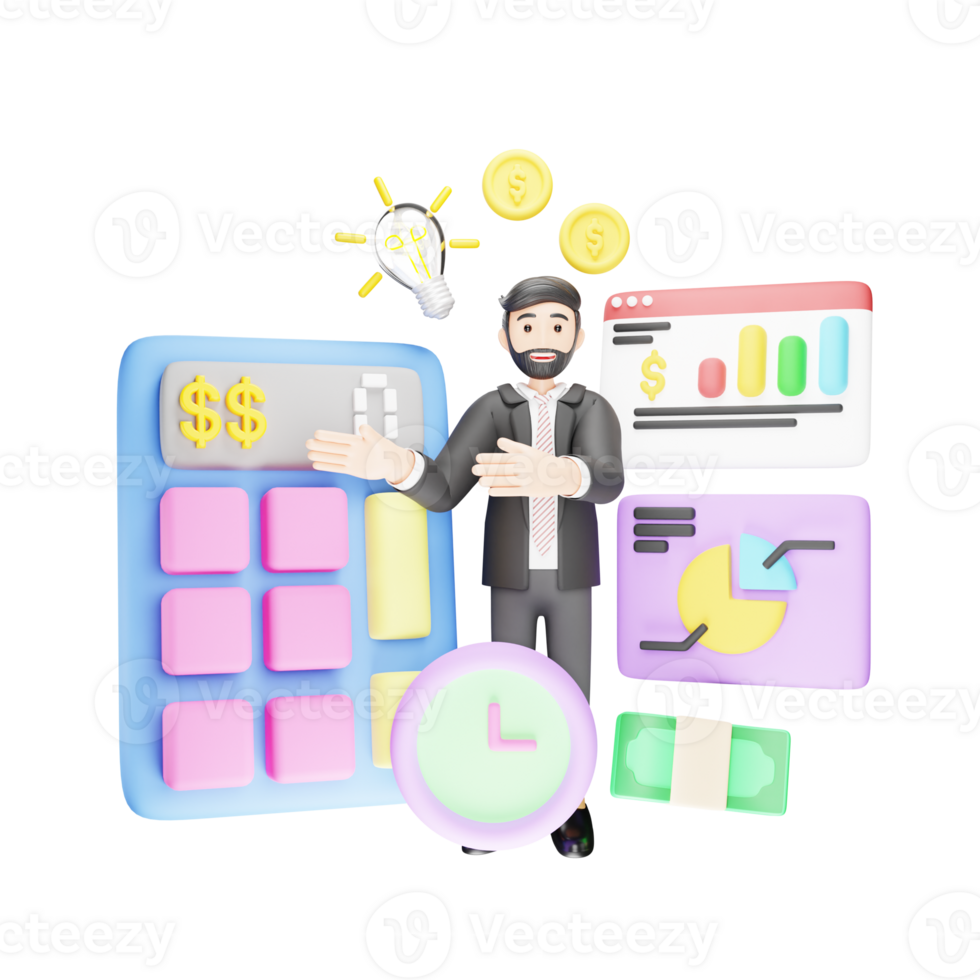 Account Management - 3D Character Illustration for Digital Security and Access Control png