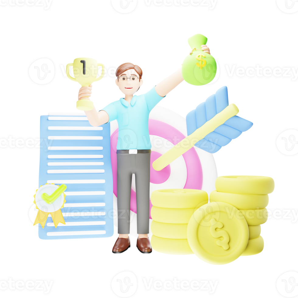 Business Achievement - 3D Character Illustration for Business Success png