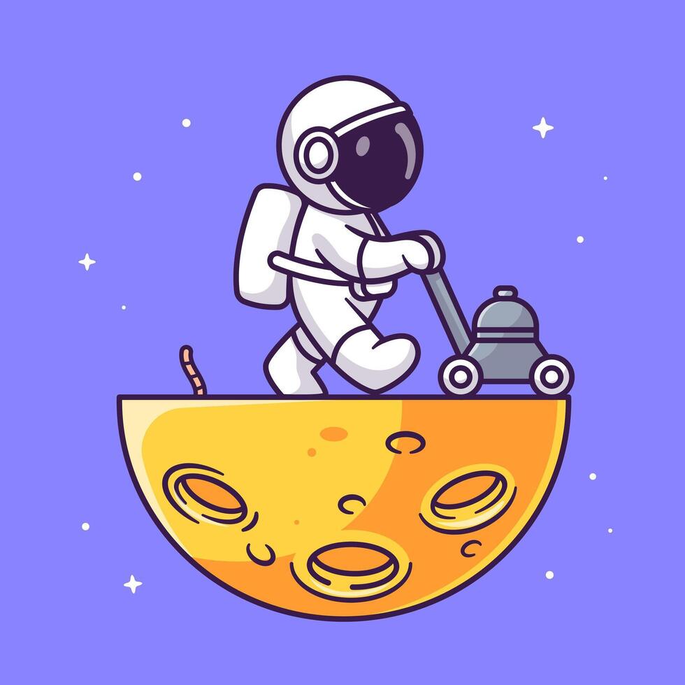 linda astronauta guarnición Luna dibujos animados vector icono ilustración. Ciencias tecnología icono concepto aislado prima vector. plano dibujos animados estilo