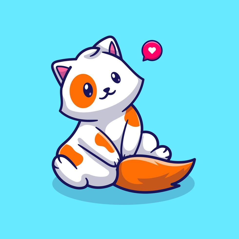Cute Cat Sitting Cartoon Vector Icon Illustration. Animal Nature Icon Concept Isolated Premium Vector. Flat Cartoon Style