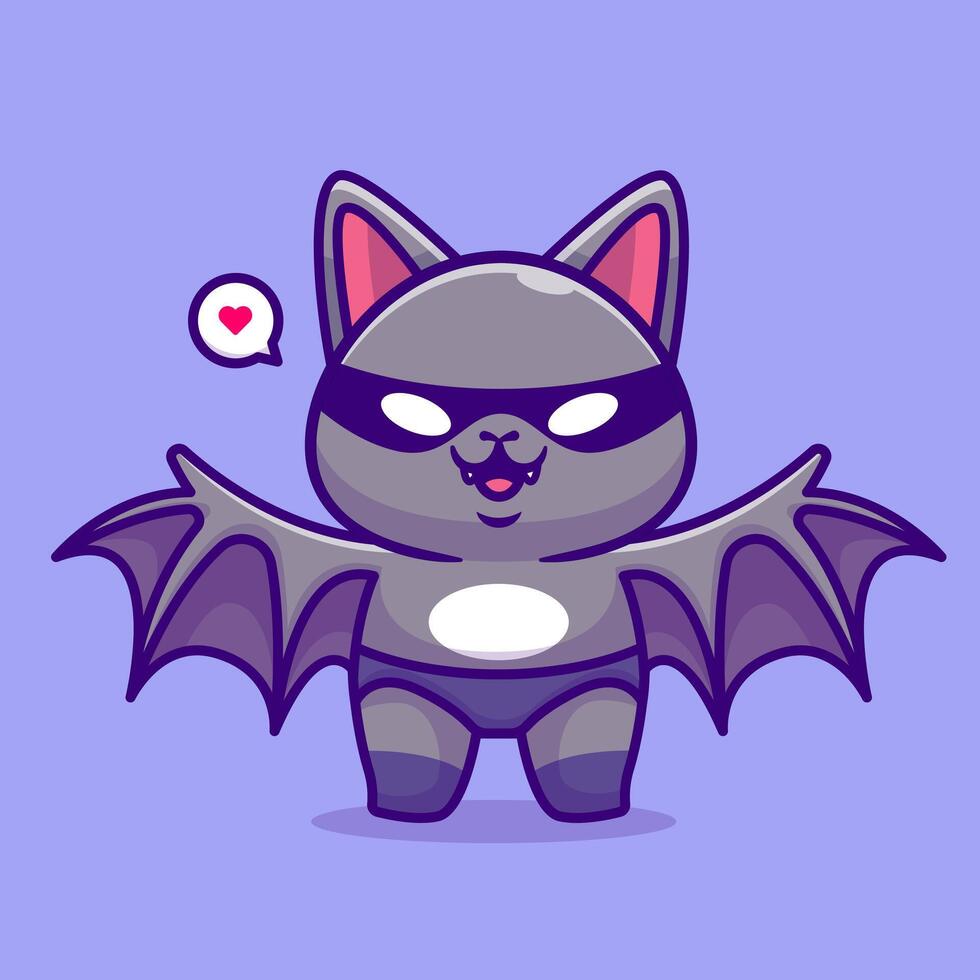 Cute Bat Super Hero Cartoon Vector Icon Illustration.Animal  Holiday Icon Concept Isolated Premium Vector. Flat Cartoon Style
