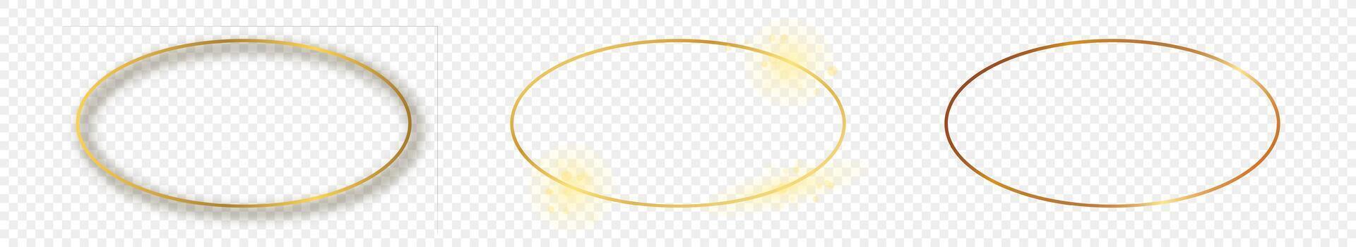 Gold glowing oval shape frame vector