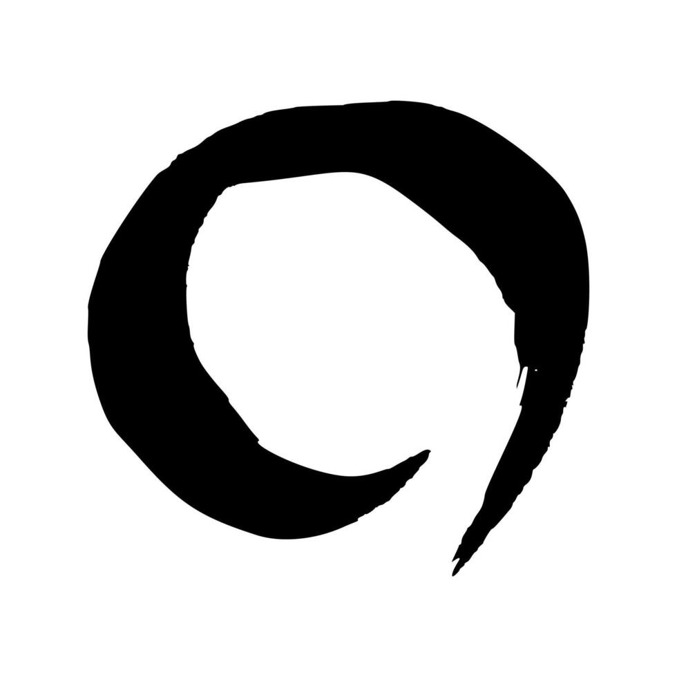 Black grunge brush strokes in circle form vector