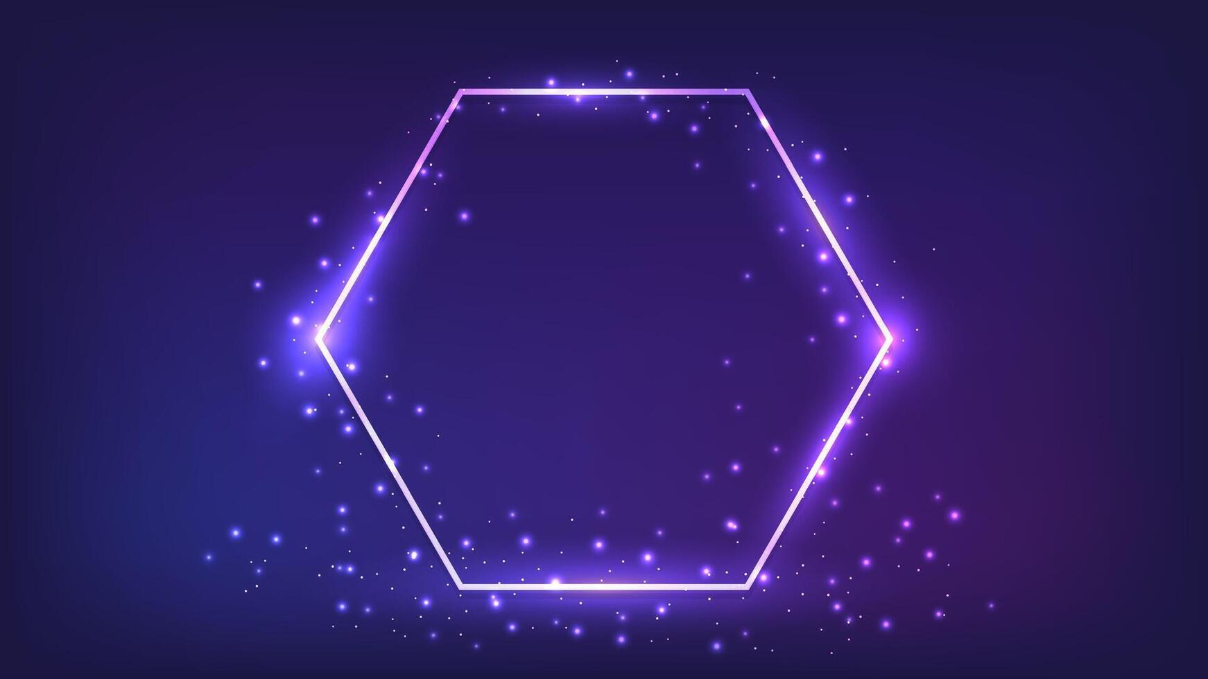 Neon hexagon frame with shining effects vector