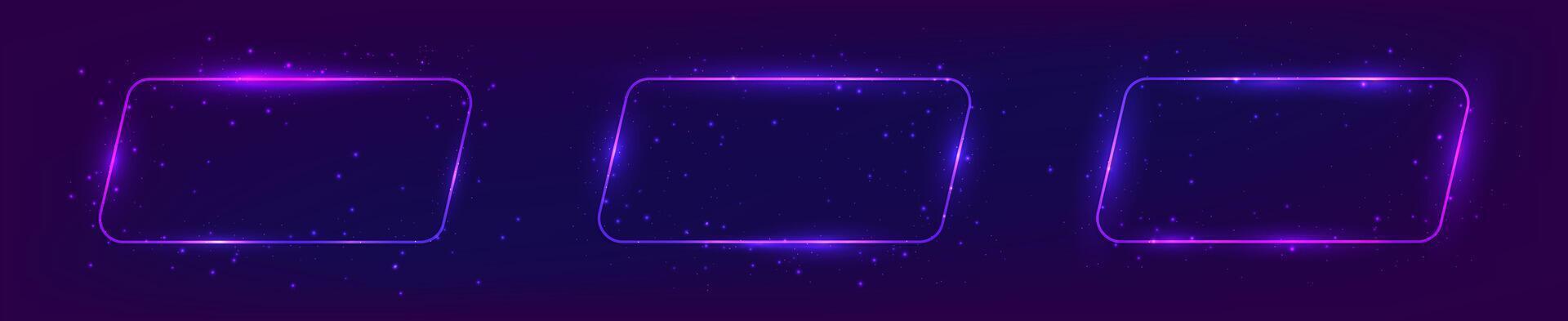 Set of neon frames with shining effects vector