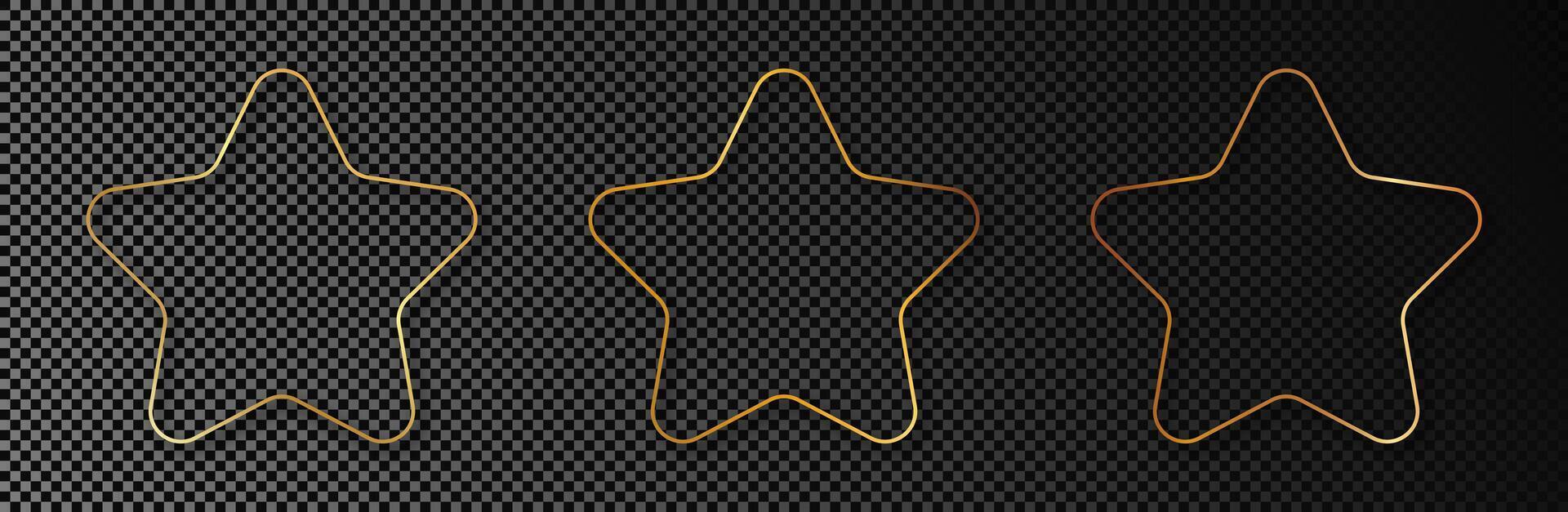 Gold glowing rounded star shape frame vector