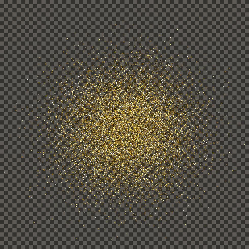Gold glittering dust on a gray background. Dust with gold glitter effect and empty space for your text.  Vector illustration